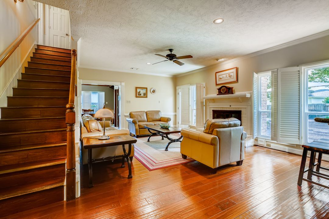Wood floors and staircase in a home interior
