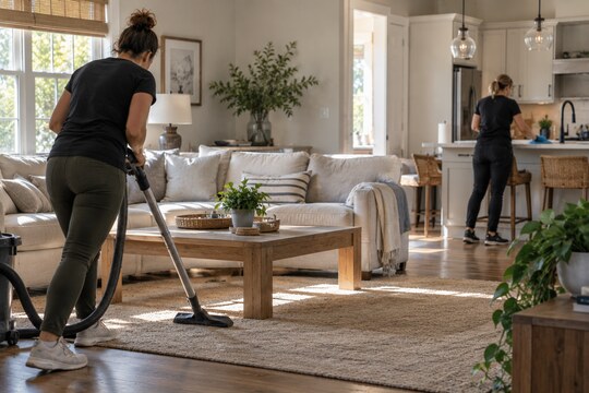 Fresh living room maintained by recurring professional cleaning